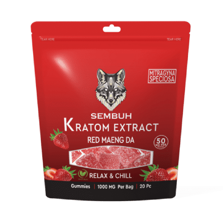 Sembuh Kratom Extract Strawberry Gummies | Red Maeng Da Strain